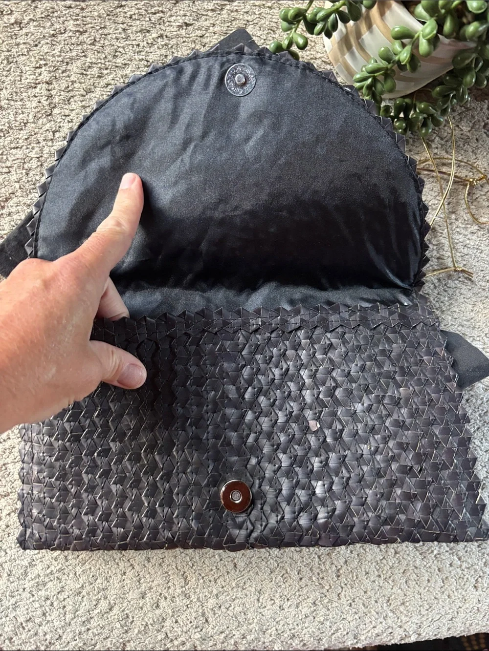 John Hardy Black Woven Leather Clutch with Branded Dust Bag